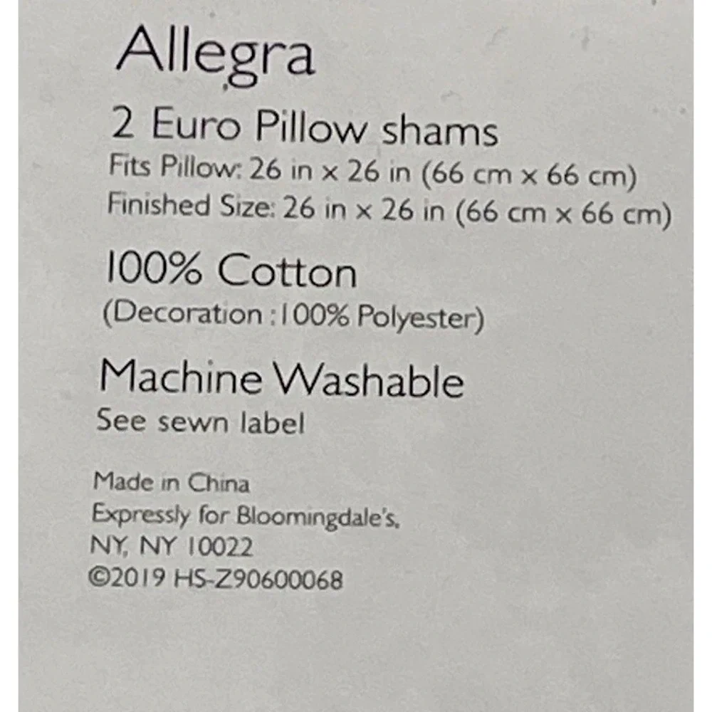 NET Sky Allegra‎ 2 Euro Pillow Shams 100% Cotton Baby Blue 26x26 $155